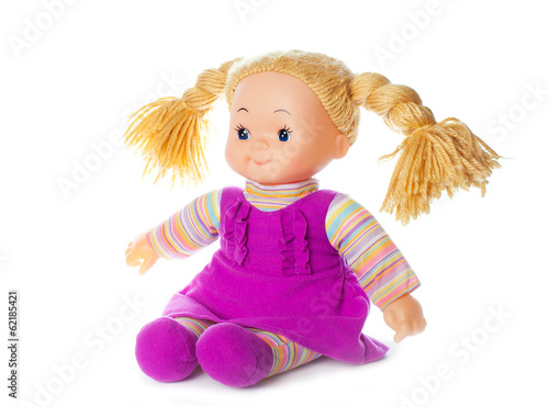 doll in dress isolated on white Fototapet
