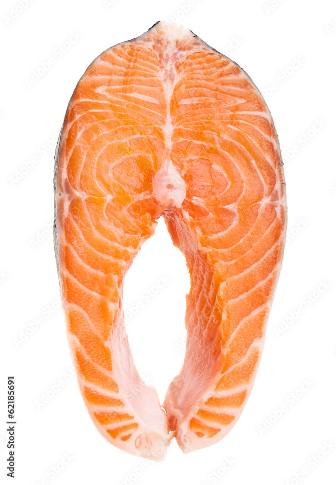 Fresh raw salmon isolated on white background Fresh raw salmon isolated on white background