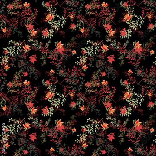 Seamless floral roses pattern on black