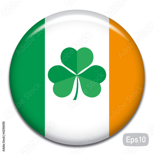 flag of ireland with shamrock badge