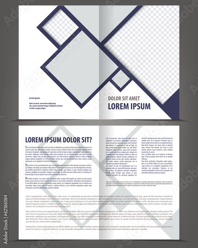 Vector empty bi-fold brochure print template design