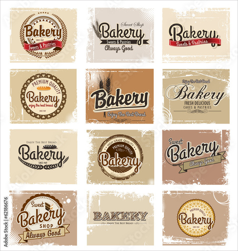 vintage retro bakery labels