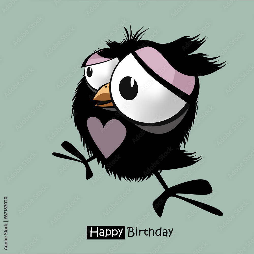 Happy Birthday funny little bird Stock Vector | Adobe Stock