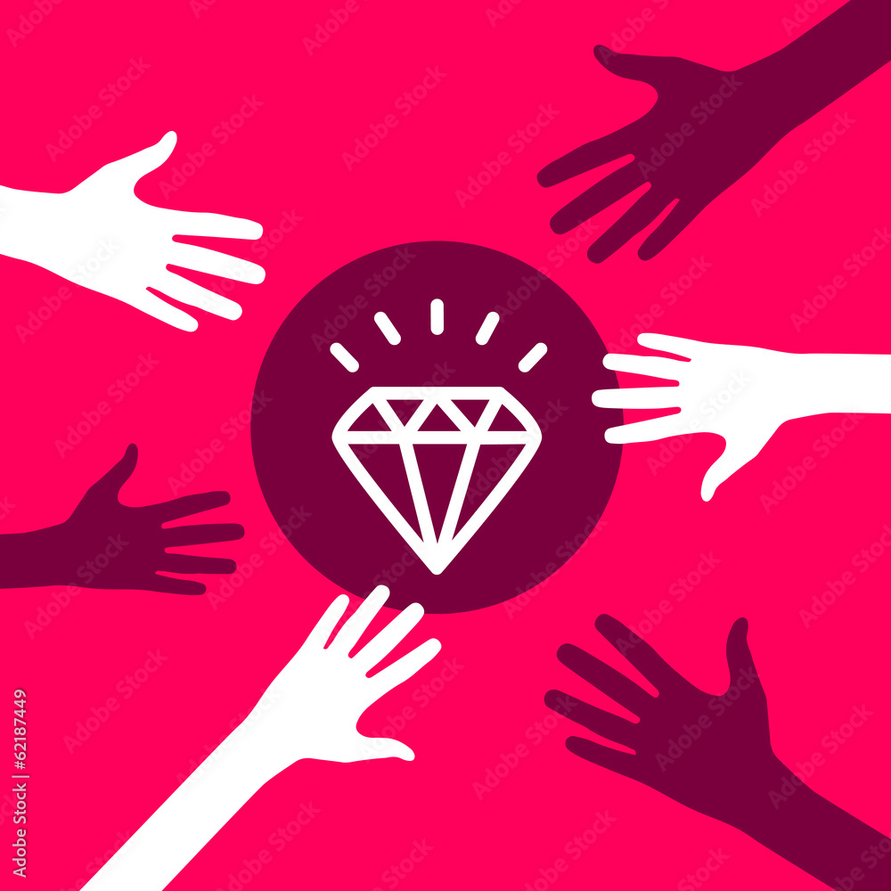 Obraz premium hands reach for a diamond