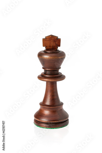 Isolated wooden king chess
