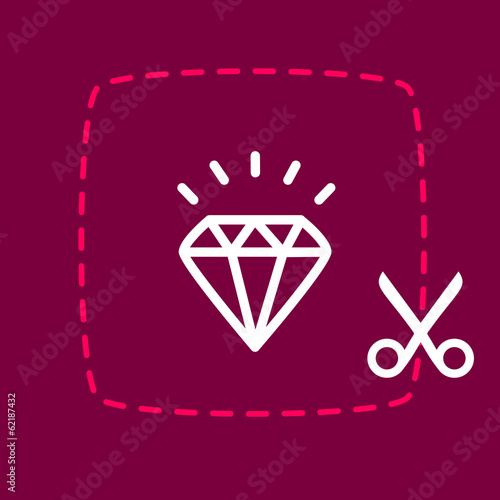 bright scissors cut sticker with a diamond