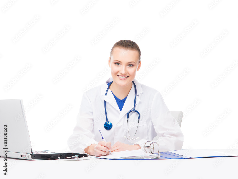 A professional female doctor working in office A professional female doctor working in office