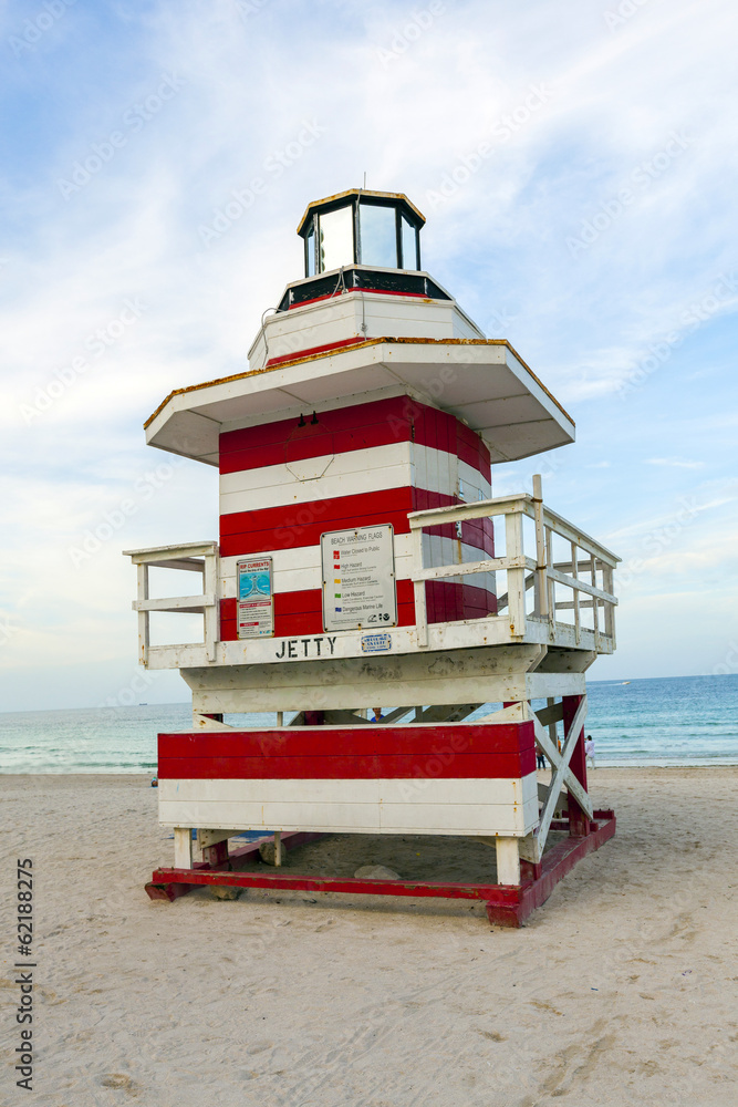 Fototapeta premium Lifeguards outpost tower in South Beach, Miami