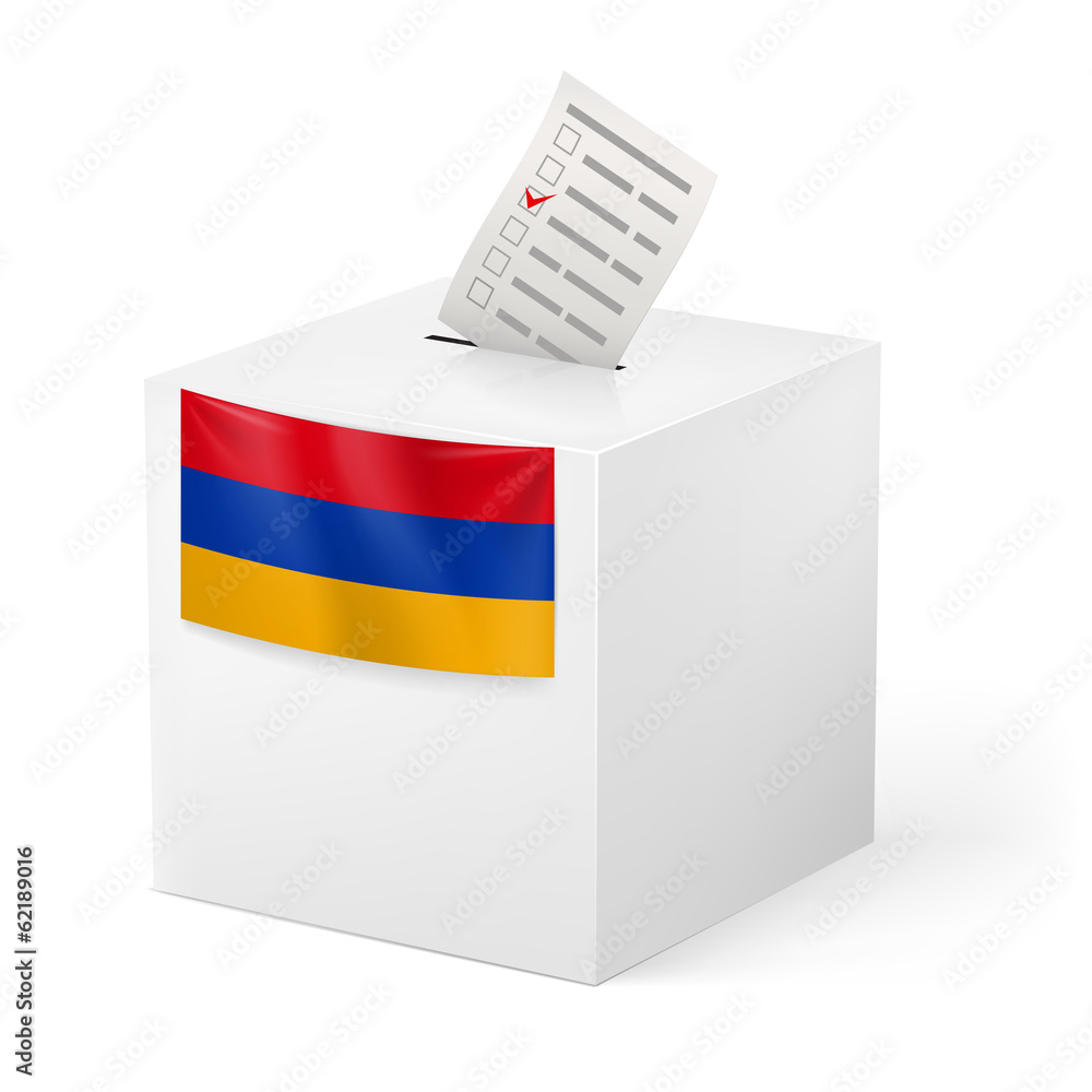 Ballot box with voting paper. Armenia Ballot box with voting paper. Armenia