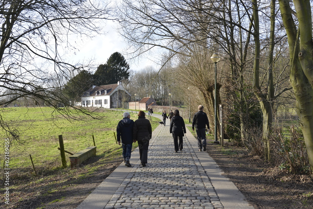 Fototapeta premium Promenade sur le chemin pavé