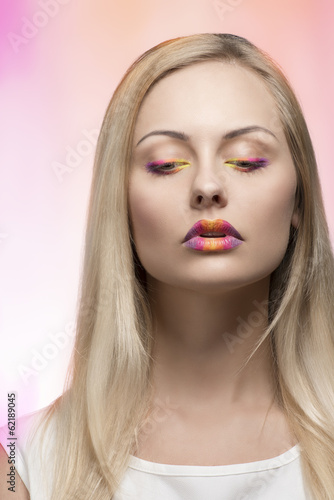 girl with multicolor make-up