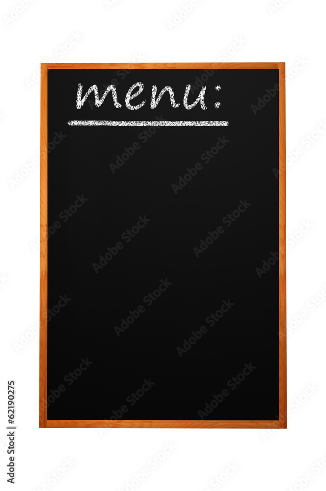 Menu title written with chalk on blackboard Menu title written with chalk on blackboard