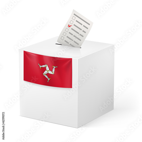 Ballot box with voting paper. Isle of Man