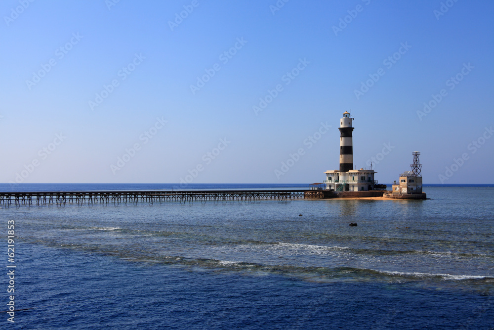 Lighthouse of the Daedalus reef in the red sea