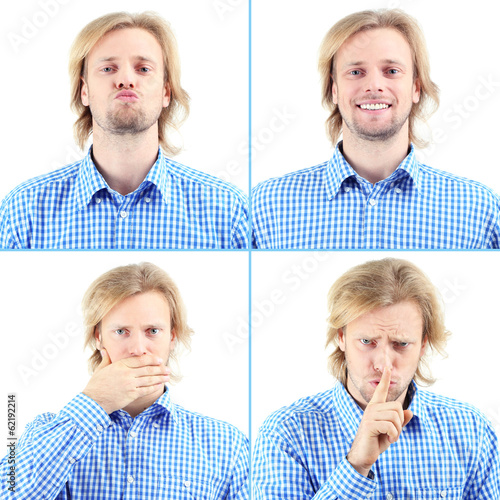 Collage of handsome emotion...