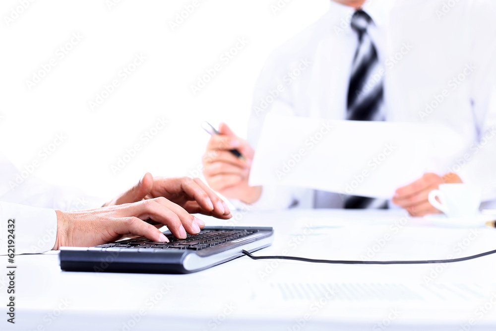 2 businessmen with laptop and blank paper 2 businessmen with laptop and blank paper