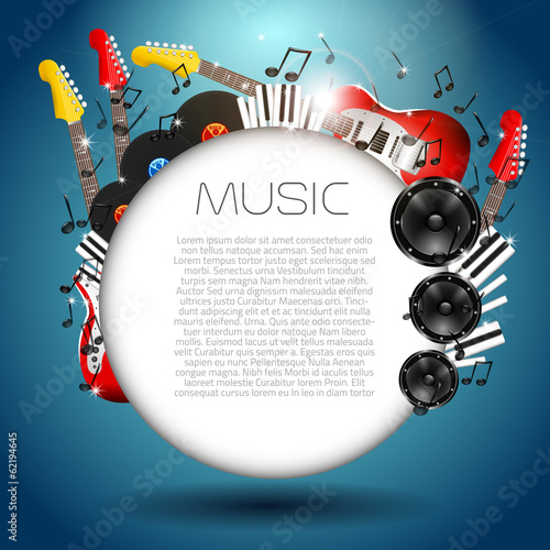 Vector Music Background with Instruments and Music Equipment
