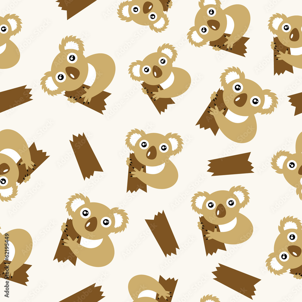 Fototapeta premium Seamless pattern with koalas. Vector illustration.