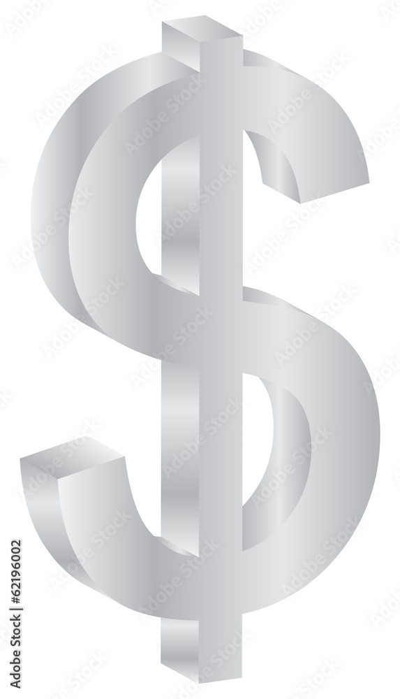 Obraz premium American Silver Dollar Currency Sign Isolated On White