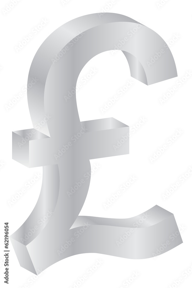 British Pound Silver Currency Sign Isolated On White British Pound Silver Currency Sign Isolated On White