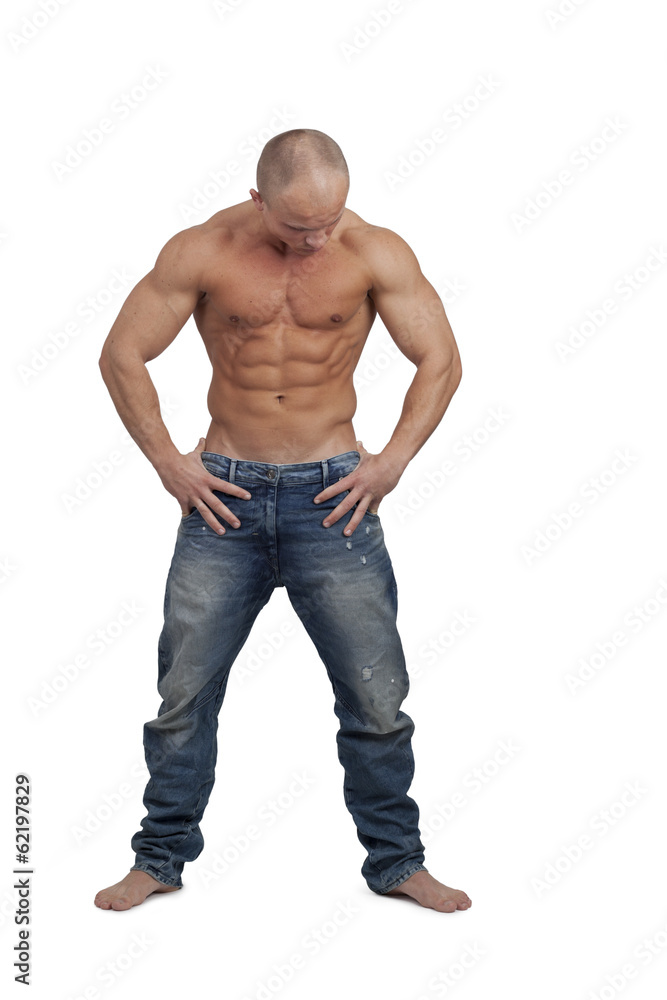 Fototapeta premium Healthy muscular young man. Isolated