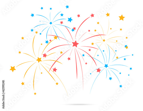 Fireworks with star on white background
