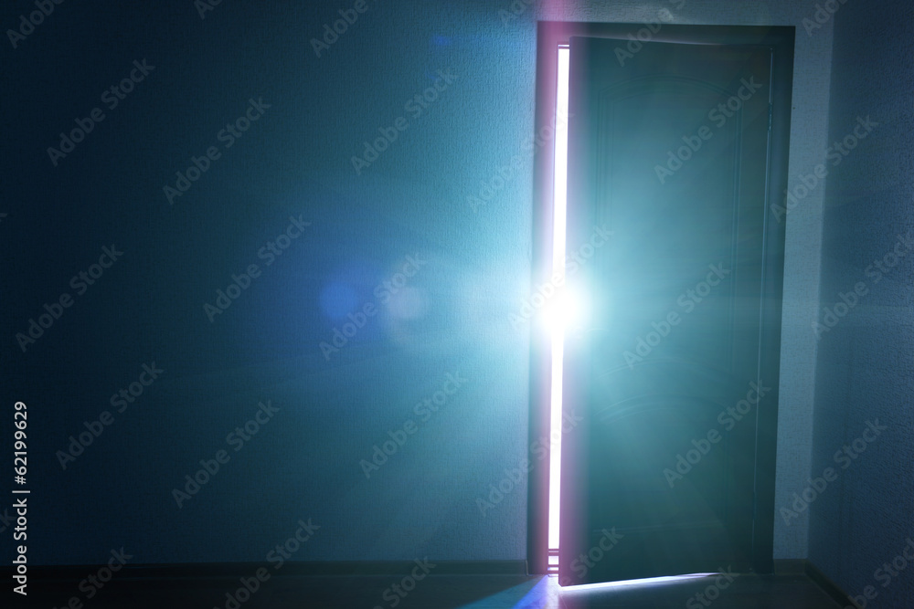 Obraz premium Open door with bright light outside