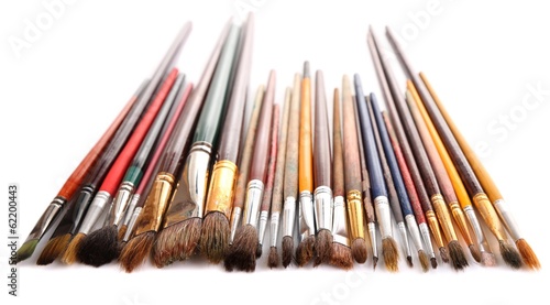 Many brushes isolated on white