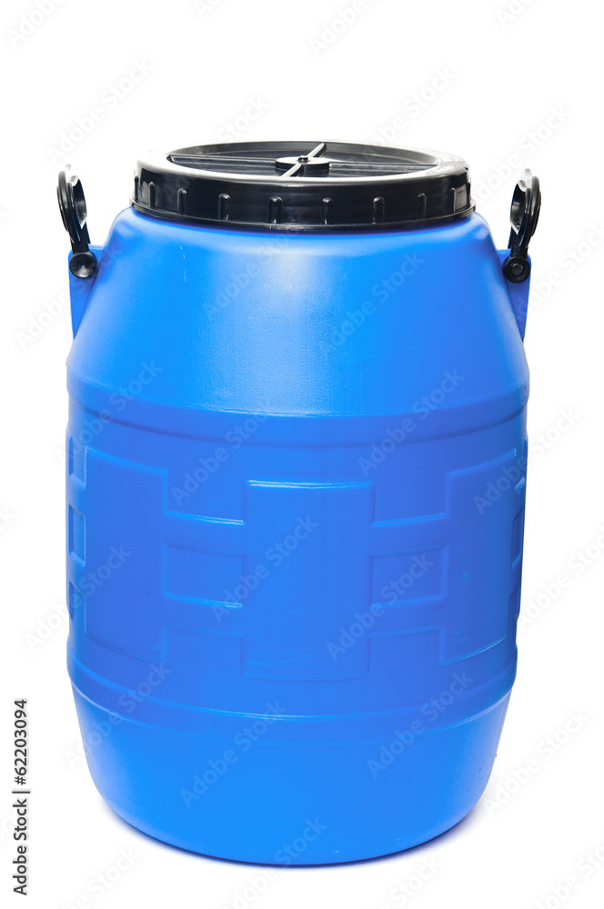 Blue plastic barrel isolated on white Blue plastic barrel isolated on white