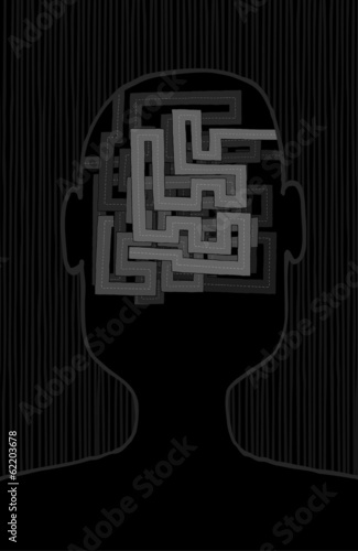 Tangled thoughts inside a head maze