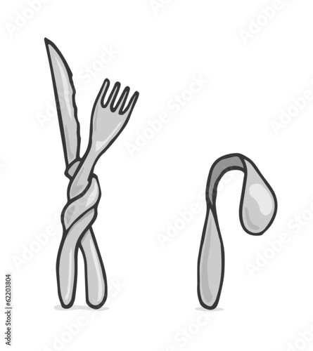 Heart broken spoon leaving the happy dishware alone