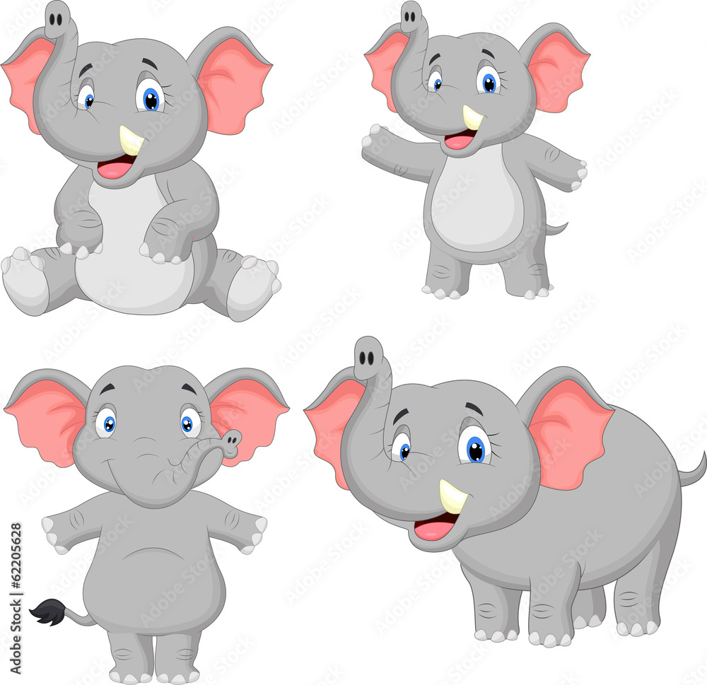 Elephant cartoon collection set