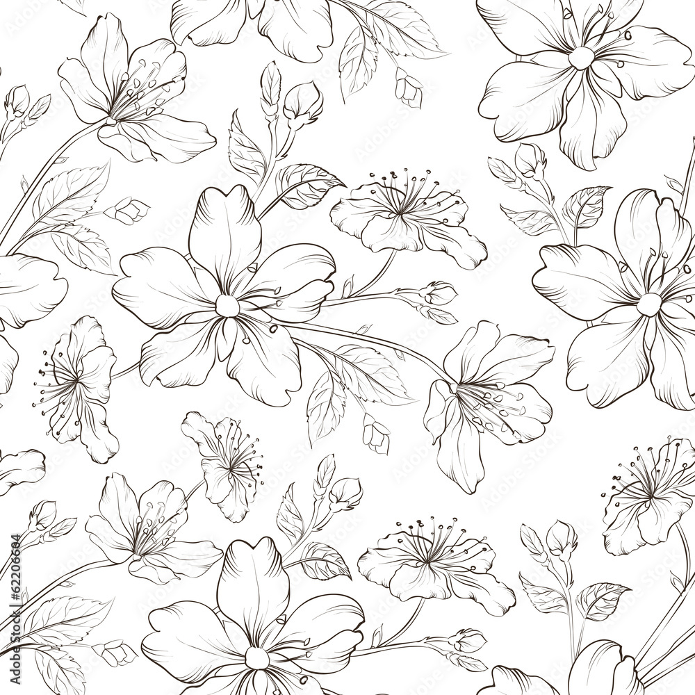 Cherry blossom seamless pattern. Cherry blossom seamless pattern.