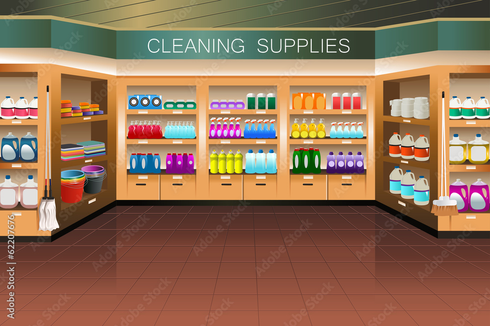 Grocery store: cleaning supply section
