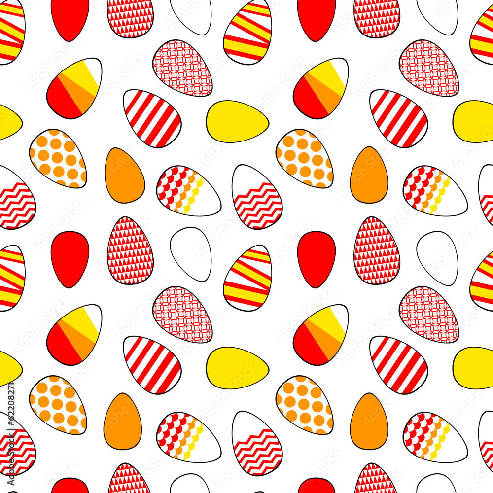 Colorful red yellow white modern easter eggs seamless pattern Colorful red yellow white modern easter eggs seamless pattern