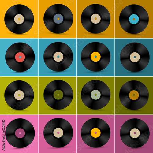 Retro, Vintage Vector Vinyl Record Disc Set