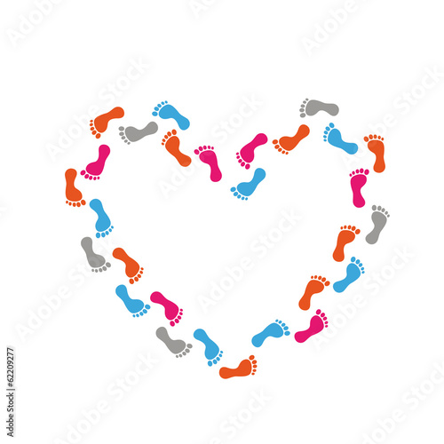 Footprint Colored Track Heart