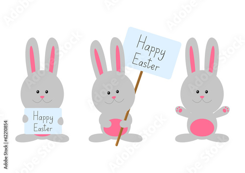 Easter rabbits isolated on white