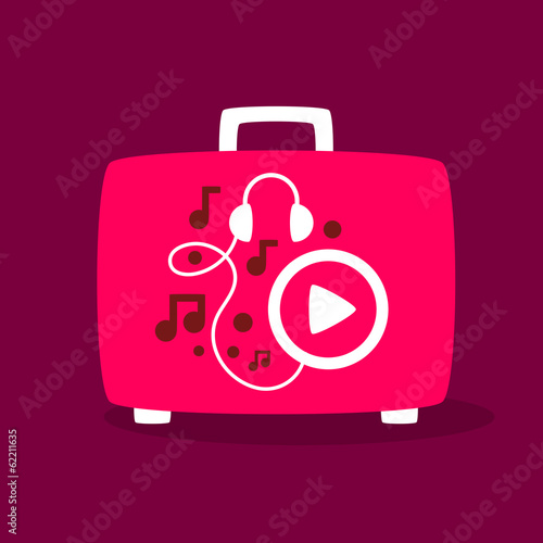 suitcase with a player