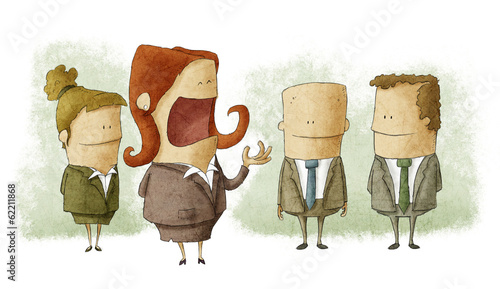 Woman boss with employees
