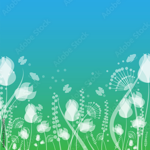 flowers and butterflies. natural background.floral design.vector