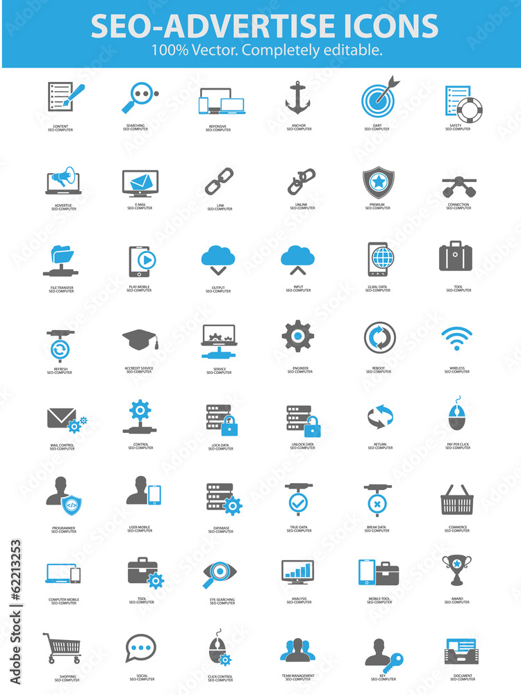 Seo - Advertise Icons,Blue version Seo - Advertise Icons,Blue version