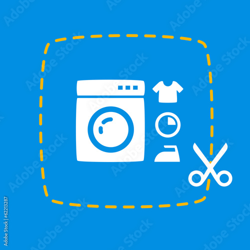 bright scissors cut sticker with a washing machine