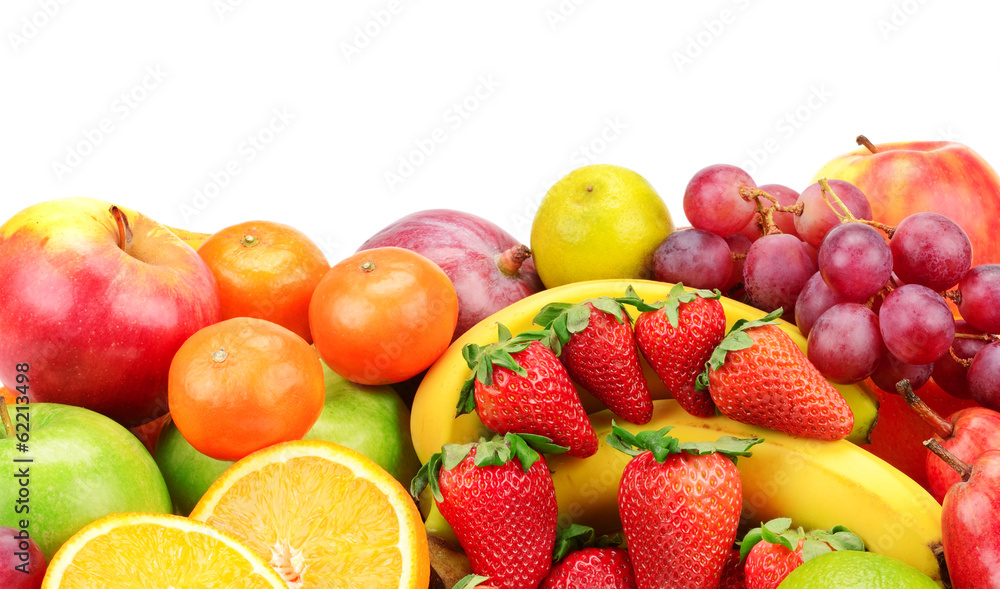 fresh fruits on white fresh fruits on white