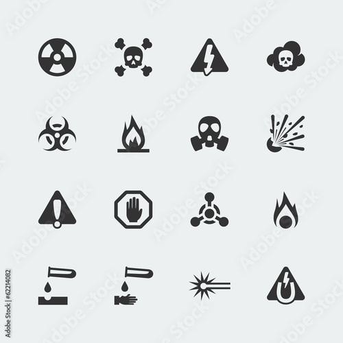Vector hazard and danger mini icons set