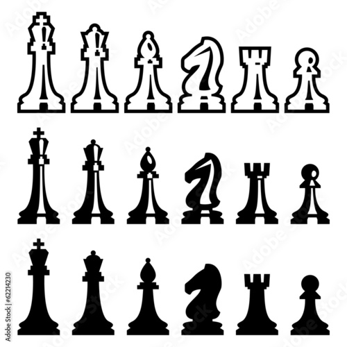 Vector chess pieces icons set