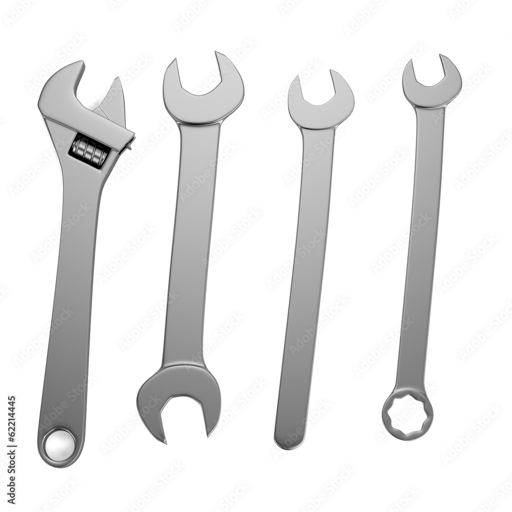 realistic 3d render of wrenches realistic 3d render of wrenches