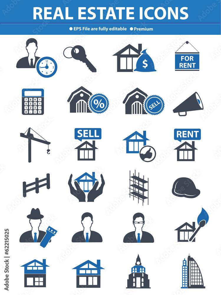 Fototapeta premium Real estate icons,Blue version