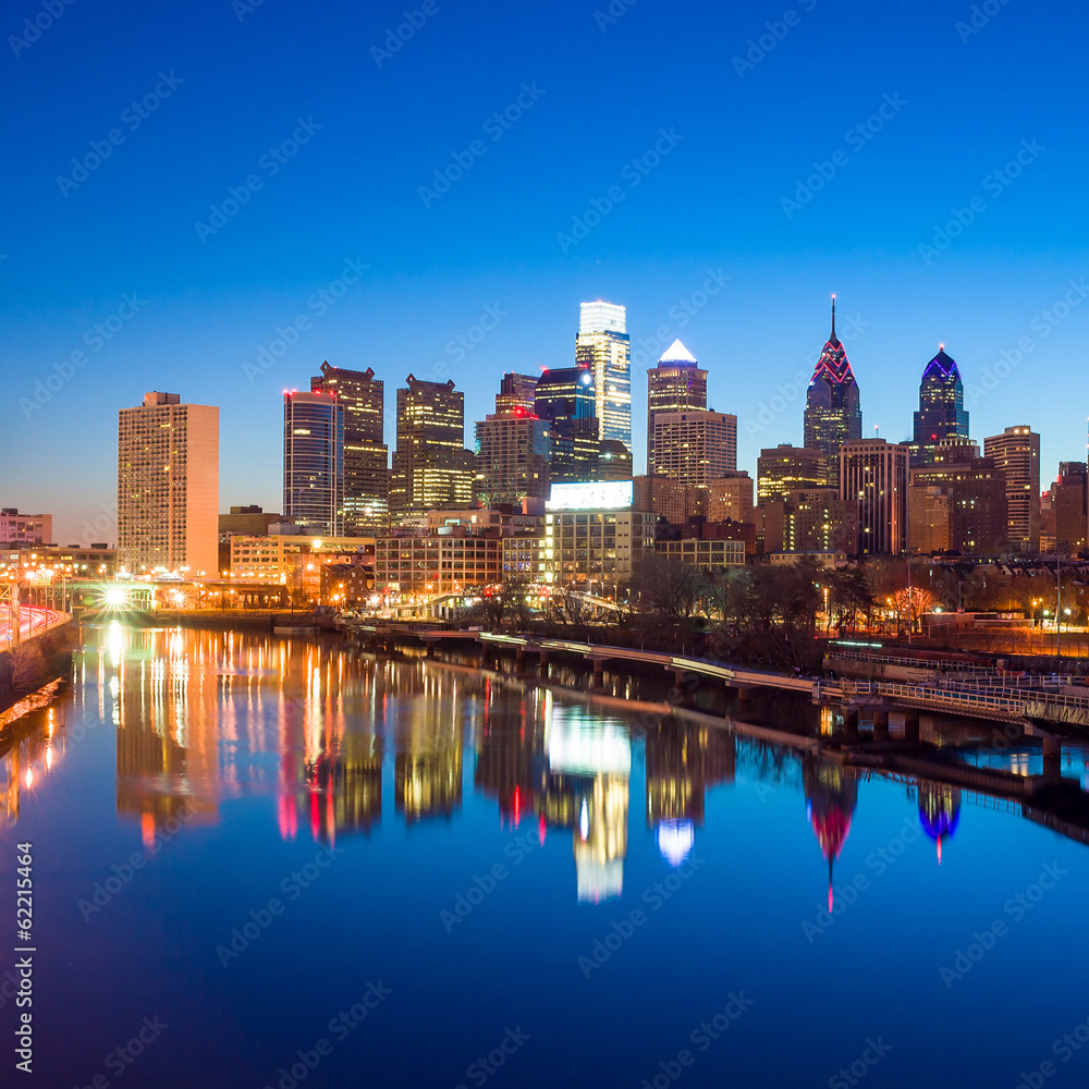 Downtown Skyline of Philadelphia, Pennsylvania.