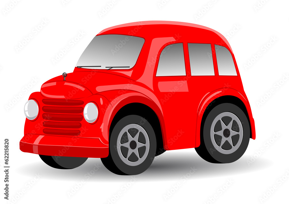 Red Retro / Vintage Car Cartoon - Vector Illustration
